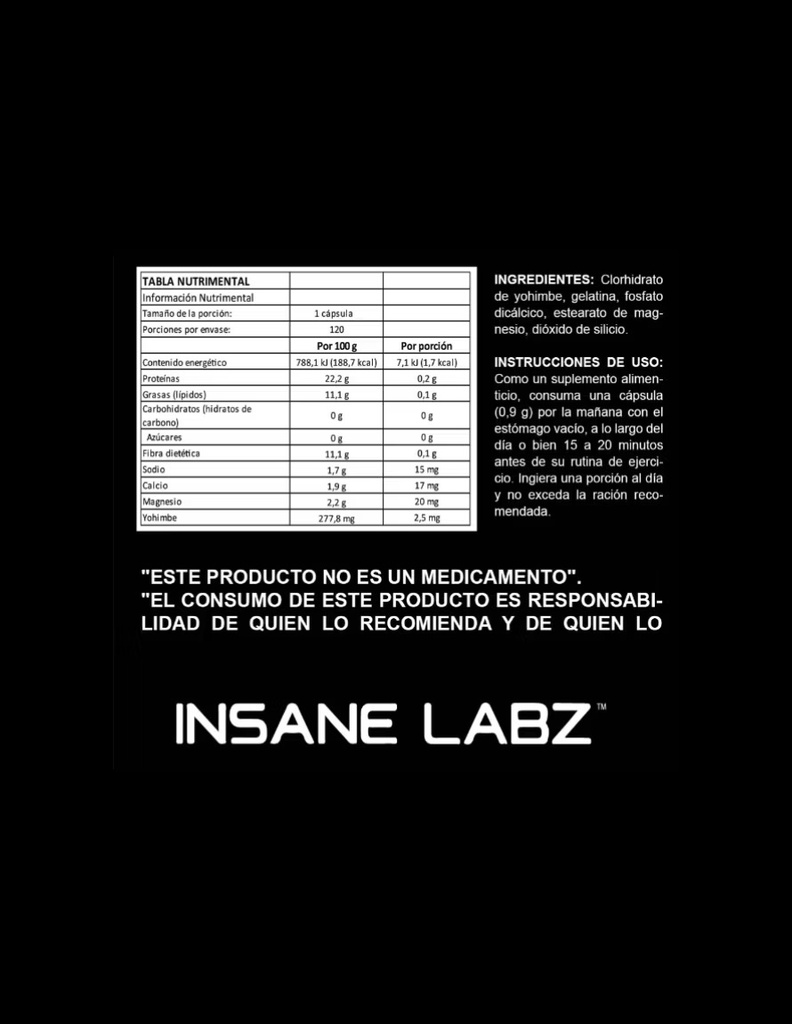 INSANE YOHIMBINA HCL 120 CAPS