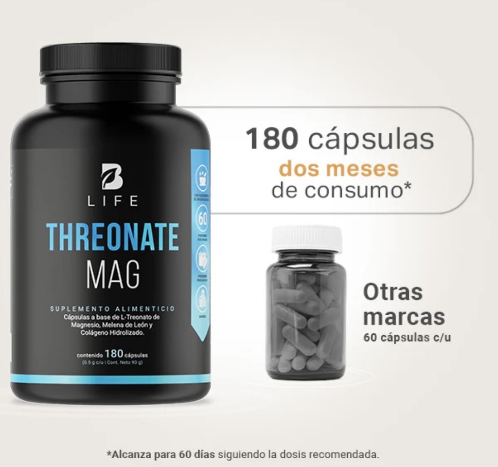 BLIFE Threonate Mag | L-Treonato de Magnesio 180 Caps 1350 mg